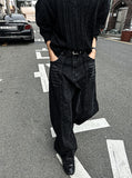 Cut-off wide denim pants