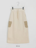 Ichimo banding brushed fleece cargo long skirt