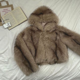 High Quality Egg Big Hood Crop Hip Mood Fur Jacket