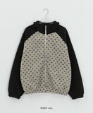 Pilky Heart Color Matching Fleece Zip-Up Jumper