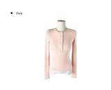 Doa Wool Button Slim Long Sleeve T-Shirt