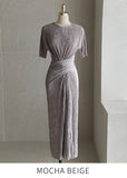 Ennis Pleated Wrap Strap Long One Piece