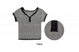 V-BUTTON STRIPE TEE