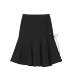 Shirring ruffle midi skirt