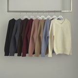 V-Neck Shirring Loose Fit Daily Knit