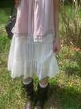 Die Tiered Chiffon Banding Midi Skirt