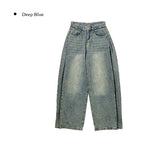 [A/M] Ruched Side Pintuck Washing Wide Denim Pants