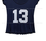 13 Numbering Ruffle Cap Sleeve Short Sleeve