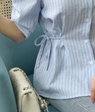 Raven Stripe Strap Puff Shirt