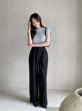 Look at Pintuck Straight Wide Slacks