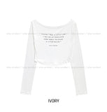 Little Lettering Boat Neck Crop Long Sleeve