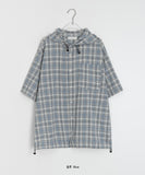 [unisex] Imeo Check Short Sleeve Hood Shirt