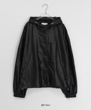 [unisex] Konite glossy string over hood wind jacket