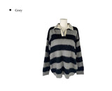 Polki Stripe Collar Brush Over Knit