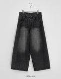 Kvenne Cut Denim Balloon Wide Pants
