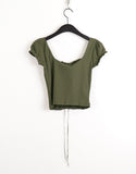 Tabl Green Corset Two-Way Off-Shoulder Short-Sleeve Blouse