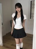 Laugh Pleats Denim Mini Skirt Pants