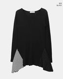 Pora Stripe Dot Color Matching Long T-Shirt
