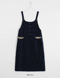 Comni Flower Corduroy Suspenders Long One Piece