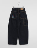 Marudi pocket embroidered brushed wide denim pants