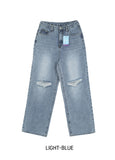 [U-DENIM] 5 Colors Ripped Jeans Wide Denim Pants
