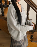 Doan Back Point Lettering V-neck Knit Cardigan