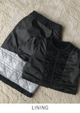 Label Quilted Velvet Puff Jacket