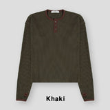 Kinji Waffle Henley Neck Warmer Long Sleeve T-shirt