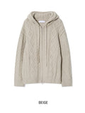 Grain Fisherman Knit Hooded Zip-Up