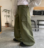 [BAONHAUS] Boled Cargo Wide Cotton Pants