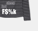 Muang Stripe Print One-Off Shoulder Long Sleeve T-Shirt