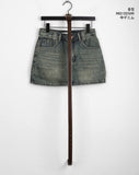[belt set] Jerick vintage washing denim mini skirt