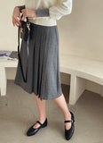 All-Grit Check Unbalanced Pleated Banding Skirt