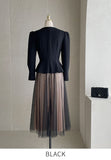 Crete color matching pleated tulle one-piece