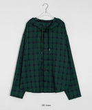 [unisex] Berned Check Over Hood Shirt