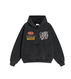 Western Symbol Washed Vintage Hooded Zip-Up
