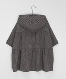 [BAONHAUS] Apon Hood Shirring Check Blouse