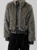 Wolf Two-Tone Leather Fur Jumper