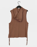 Arrit hippie button side shirring hooded sleeveless