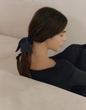 Ribbon Tail Embroidery Hair Scrunchie