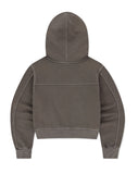 PIGMENT WASHED BIKER CROP ZIP-UP HOODIE