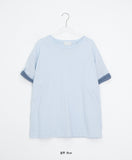 [unisex] Blanc Loose Fit Sleeve Color Matching Button Roll-Up Short Sleeve T-shirt