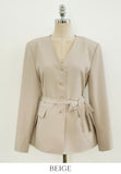 Illy V-neck No Collar Jacket (Belt set)