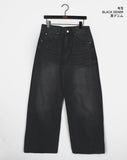 Nian incision washed wide denim pants