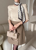 [Scarf set] Celyz Dot Tie Puff Short Sleeve Knit