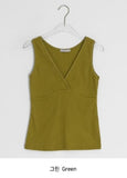 Ichi Deep V-Neck Lace Ribbed Wrap Sleeveless