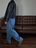 Collarless Crop Leather Jacket