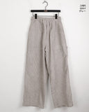 Kanji Work pocket Corduroy Banding Long Wide Pants