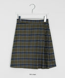 Osho Check Pleated Midi Skirt