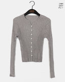 Soap Ribbed Slim Fit Tight Long Sleeve Knit Cardigan